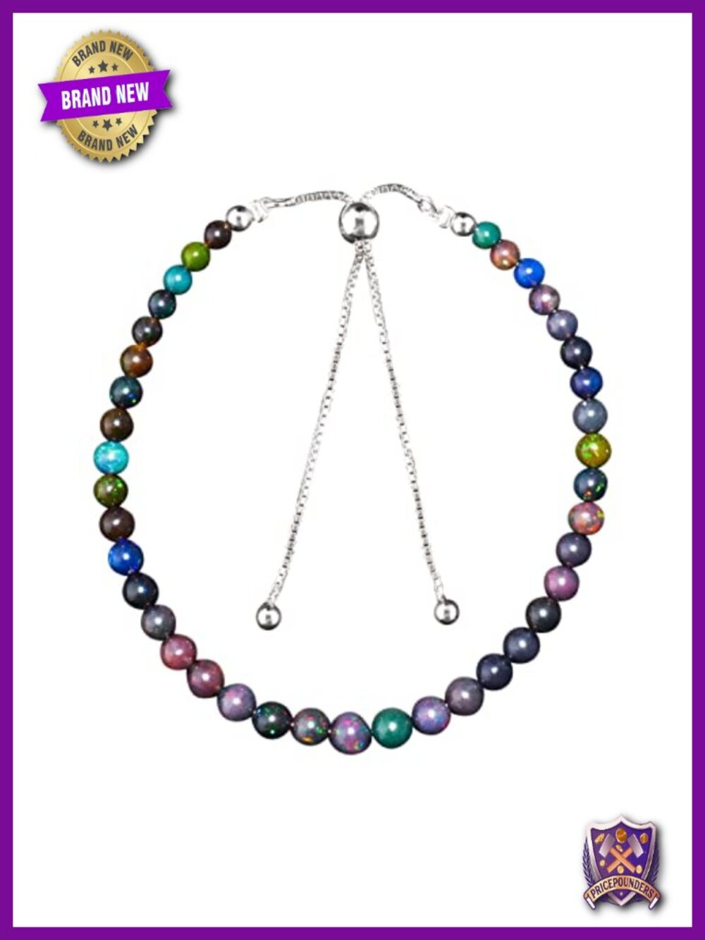 Natural Ethiopian Opal Bolo Bracelet 925 Sterling Silver Slider Chain Healing